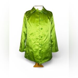 Dennis Basso Women Jacket Green and White Reversible Size Small New With Tags